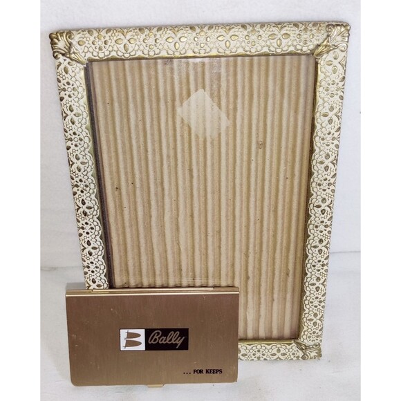 Vintage gold metal photo picture frame 5x7 shabby chic lattice Flower Design - Picture 11 of 11